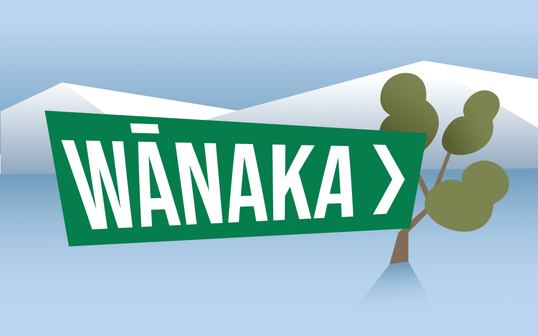 "Wānaka" in the style of iconic New Zealand road sign.
