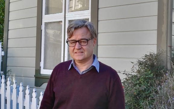 James Hollings outside the hangman's house in Thorndon, Wellington