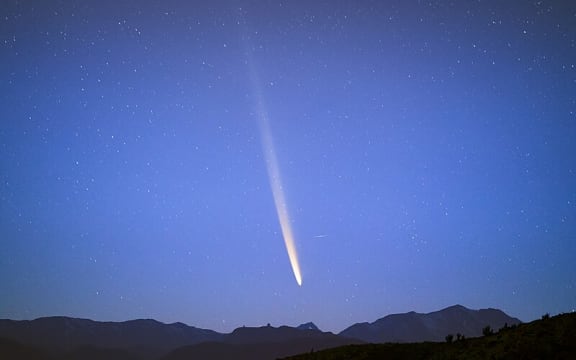 Comet C/2023 A3 (Tsuchinshan–ATLAS) in the dawn sky over the U.S. National Science Foundation Cerro Tololo Inter-American Observatory.