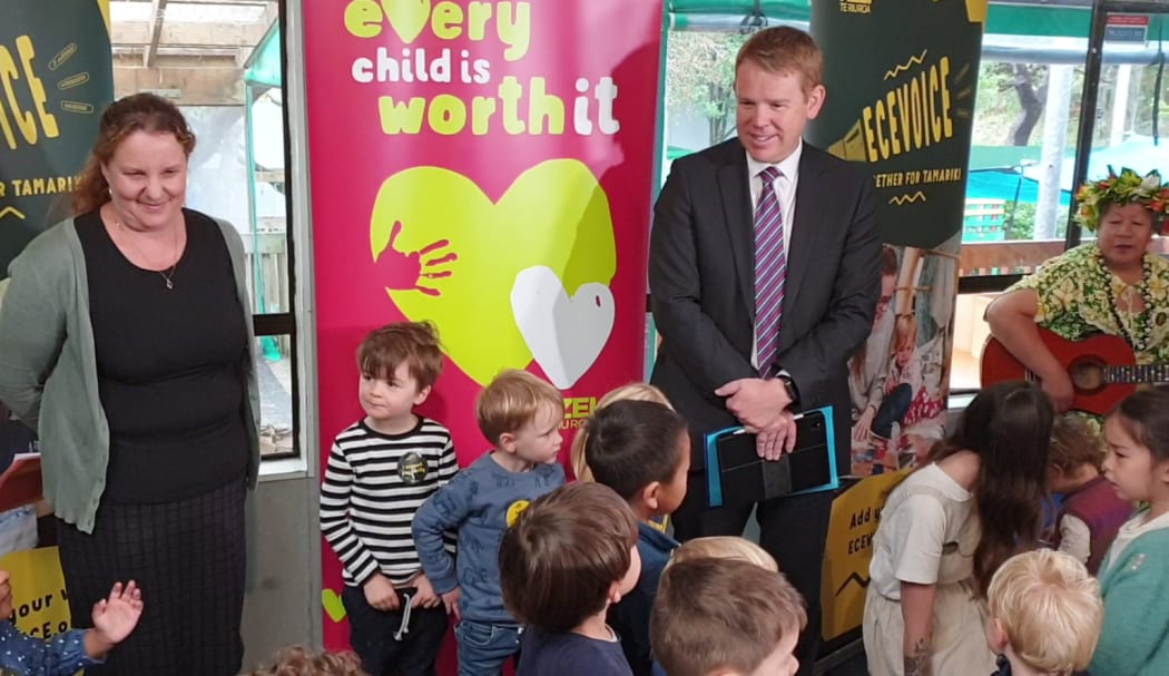 Minister of Education Chris Hipkins announcing extra funding to give early childhood teachers pay parity.