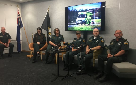 St John staff who attended the mosque shootings talk to media.
