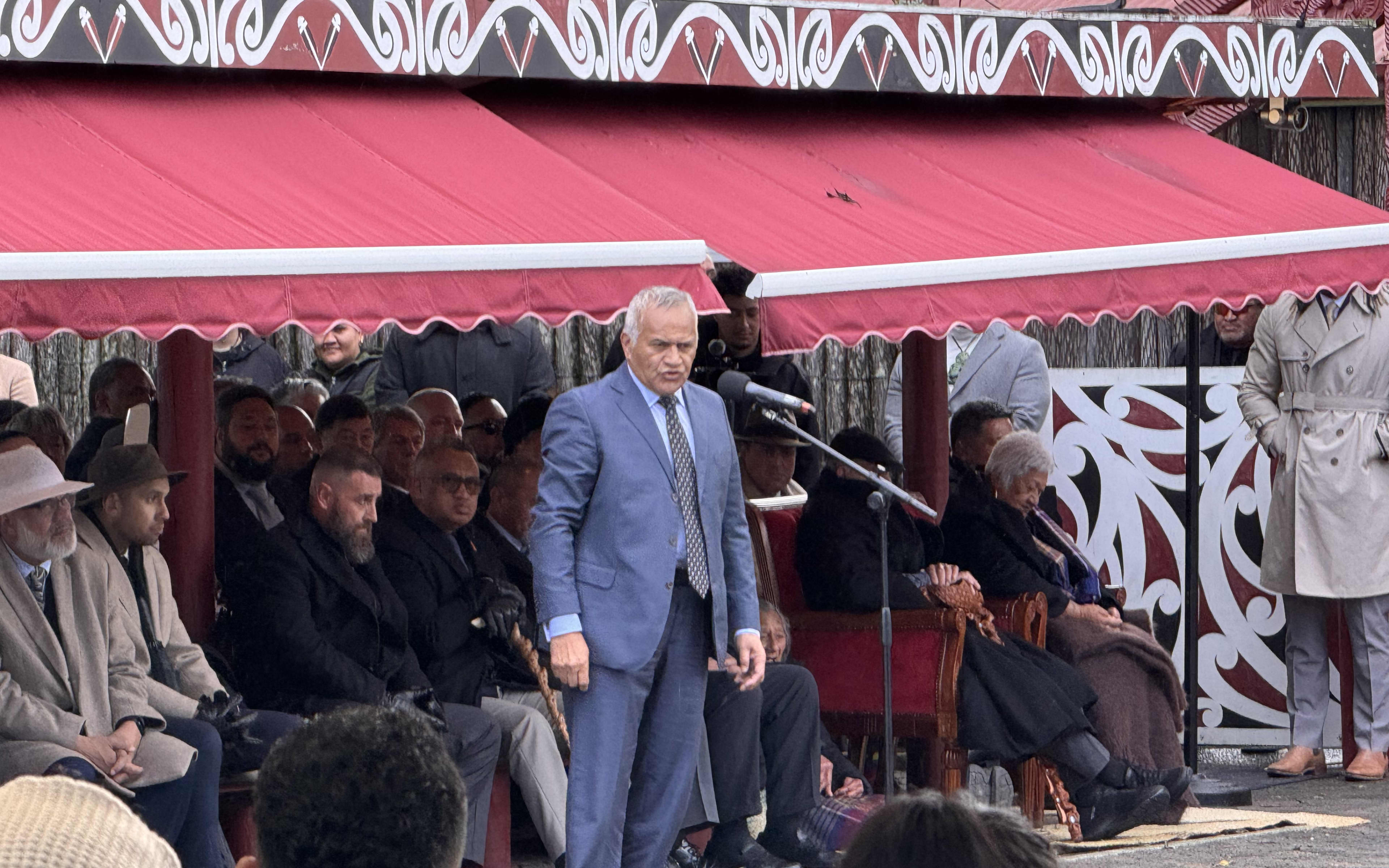 Tuku Morgan speaks as politicians are welcomed at Koroneihana in 2024.