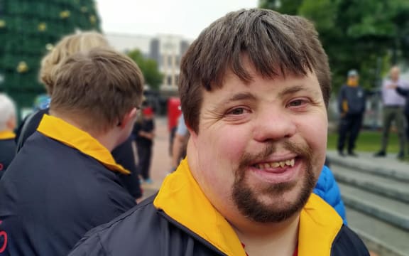 Alex Johnsen is competing in power lifting at the Special Olympics in Hamilton.