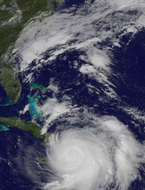 This NOAA-NASA Goes East project satellite image shows Hurricane Matthew on October 4, 2016 at 1515 UTC in the Caribbean.