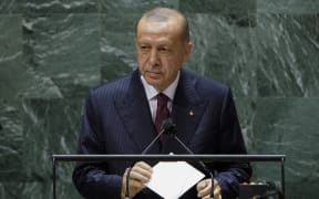 In this file photo Turkish president Recep Tayyip Erdogan addresses the 76th Session of the UN General Assembly on September 21, 2021 in New York.
