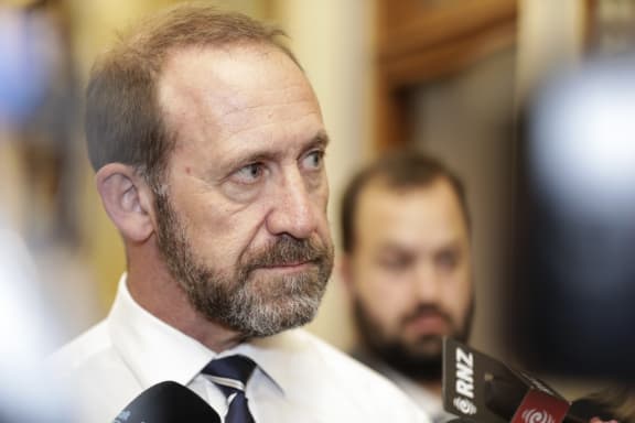 Minister of Justice Andrew Little talking to media.