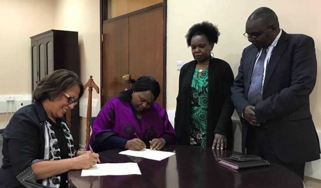 Amelia Kinahoi-Siamomua, left, works at the Commonwealth Secretariat in London.