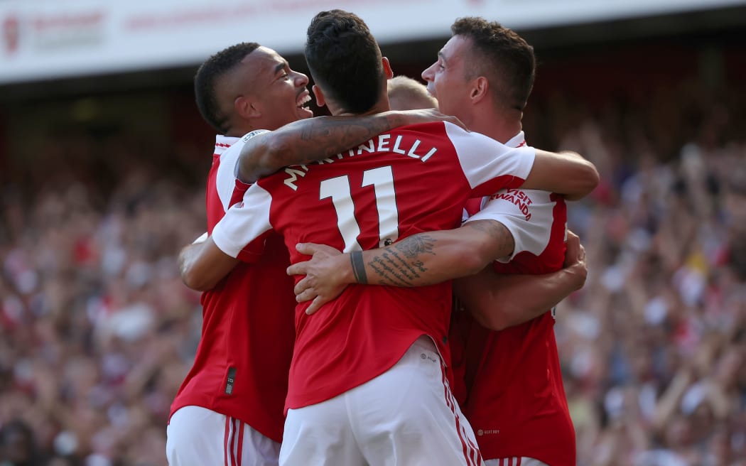 Arsenal players celebrate