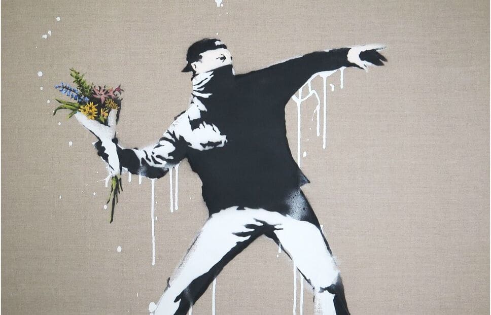 "Rage, The Flower Thrower" (2003) Banksy