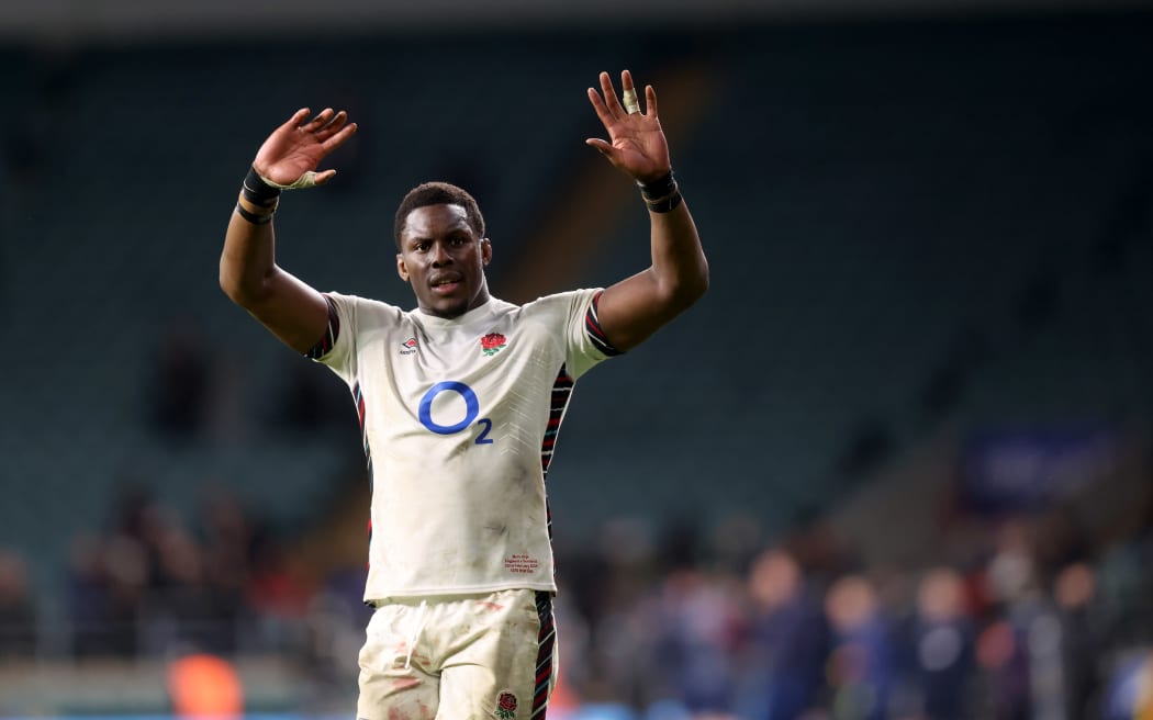 England's Maro Itoje celebrates winning the match