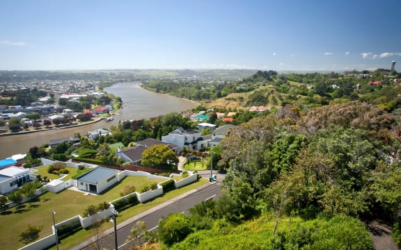 Overlooking the Whanganui River and City New Zealand. Photo taken from Durie Hill