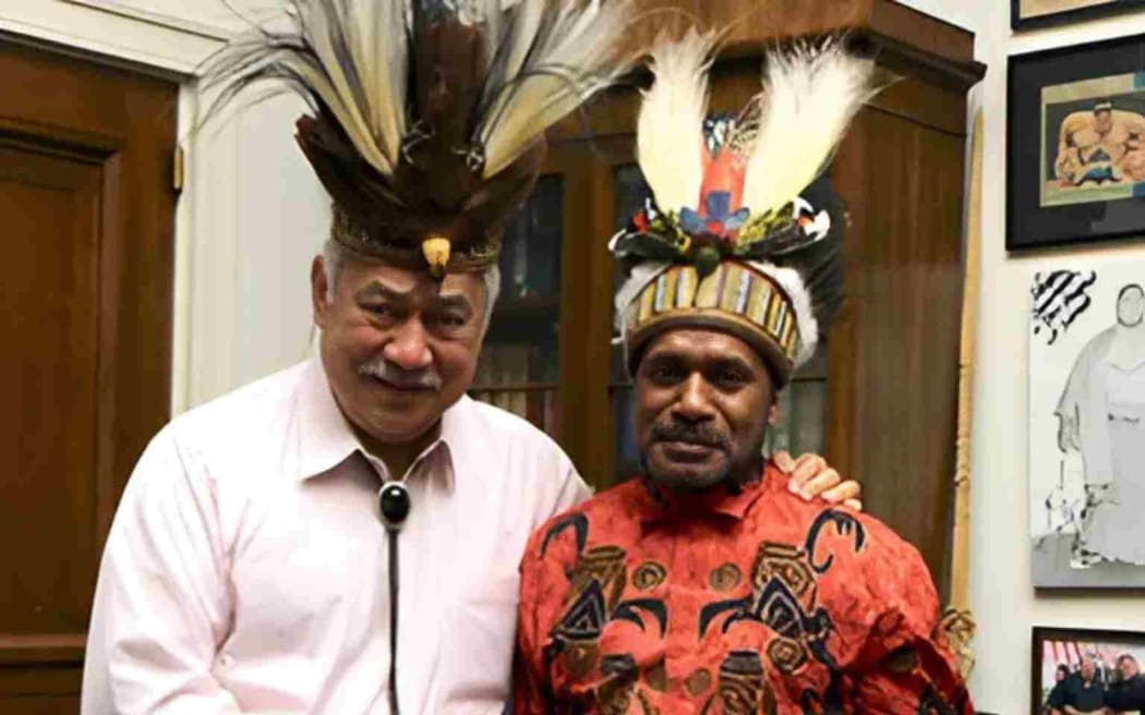 Benny Wenda, right, a West Papuan independence leader, with Eni Faleomavaega, the late American Sāmoan congressman,