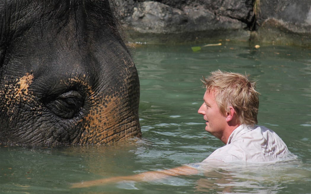 Burma and elephant team leader Andrew Coers.