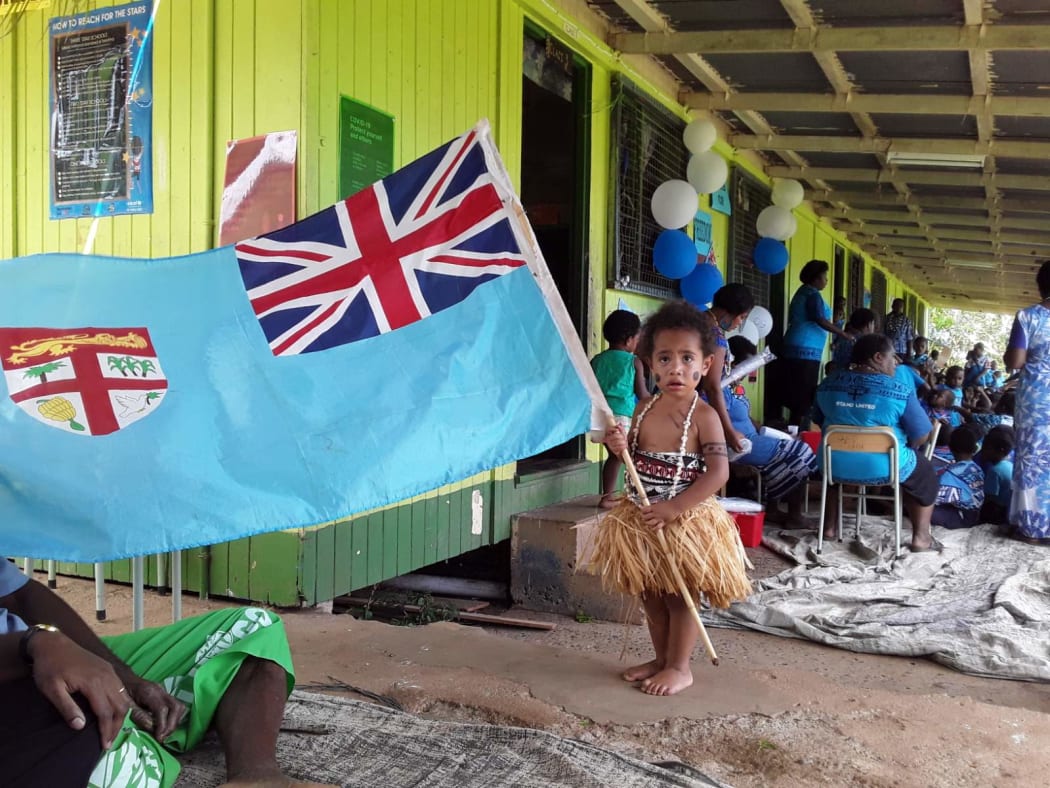 One of Fiji's youngest patriots at Vaturu District School Kindergarten.