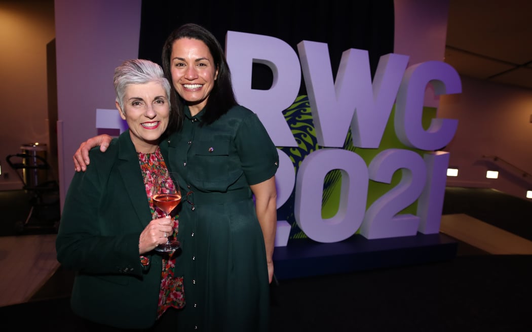 AUCKLAND, NEW ZEALAND - SEPTEMBER 14: Guests pose for a photograph during the Rugby World Cup Dinner Event at  Auckland Museum on September 14, 2022 in Auckland, New Zealand. (Photo by Fiona Goodall/Getty Images for New Zealand Rugby )
