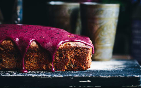 Frosted blueberry & chai loaf