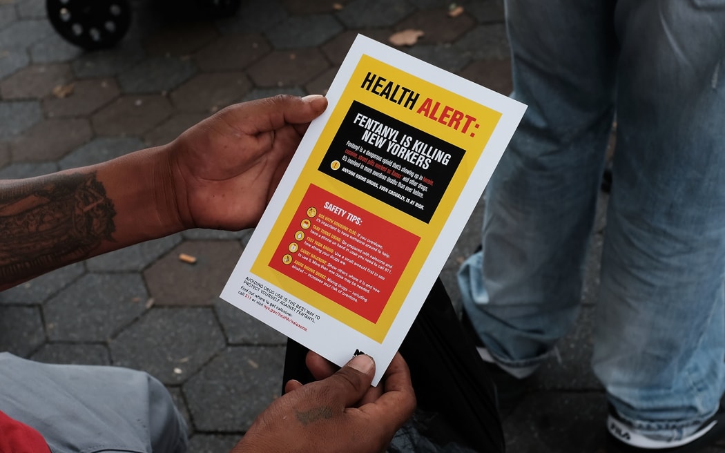 An alert on fentanyl being handed out in New York city in August 2017.
