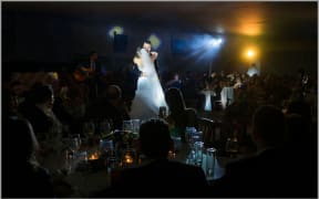 Couple dancing on their wedding day.