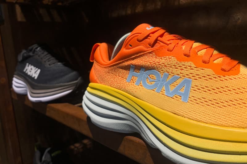 HOKA shoes are seen in a store in Poland.