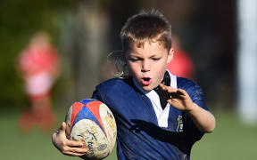 NELSON, NEW ZEALAND - JUNE 10: Kids rugby at Sport Park Motueka on June 10, 2017 in Nelson, New Zealand. (Photo by: Chris Symes/Shuttersport Limited)