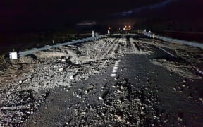 Debris deposits by the Hinds River on State highway one