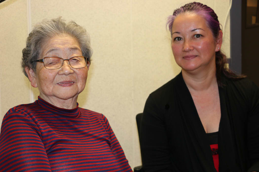 Taeko Yoshioka Braid and daughter Sonia Yoshioka Braid at RNZ Studios, Wellington.