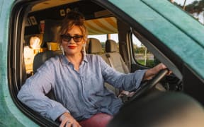 Aimee at the wheel of Vallery