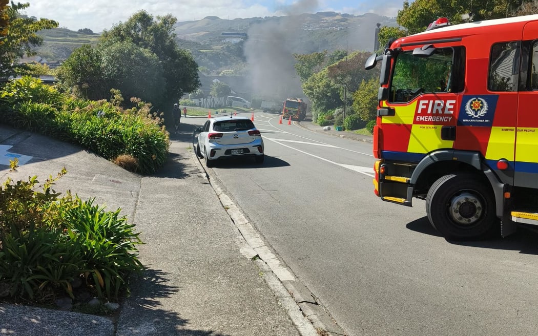 Smoke could be seen from the transformer fire in Wellington's Churton Park.