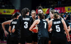 Tall Ferns team huddle during the FIBA Women's Asia Cup.