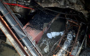 A was container used to partially block the Pike River Coal mine access in 2010.
