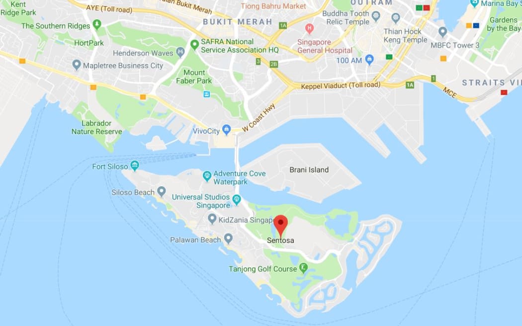 The chosen location is Sentosa, a 5km square island, linked by a causeway to Singapore.