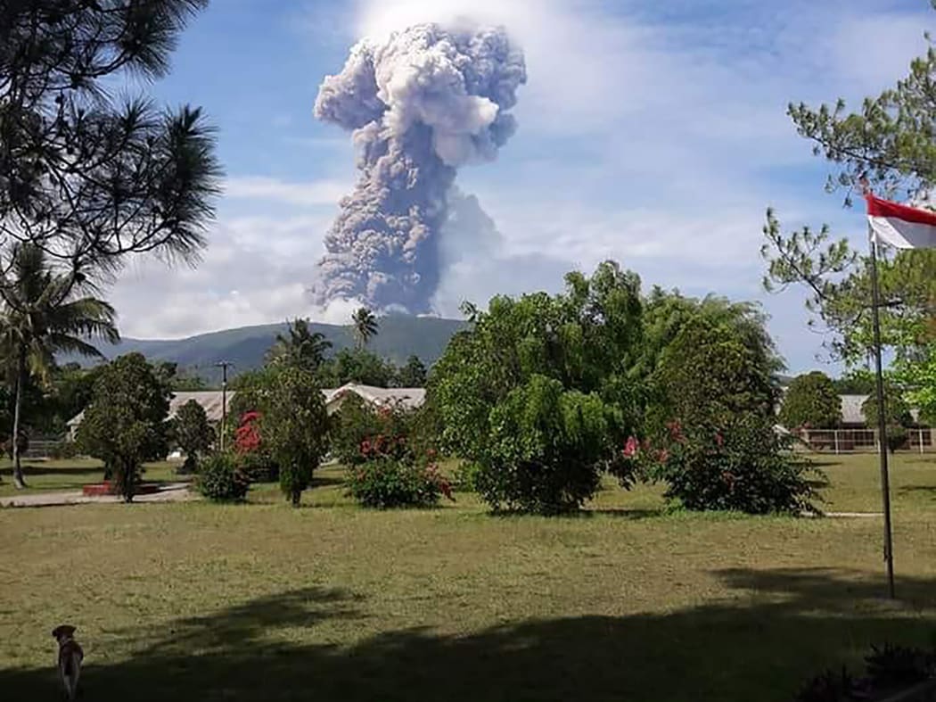 Soputan volcano erupting ash up to 4,000 metres above the crater, as seen from Pinabetengan in Southeast Minahasa, North Sulawesi Province.