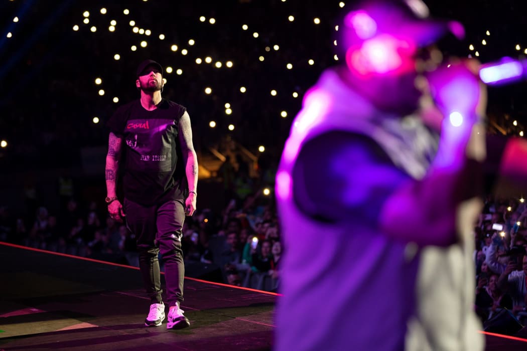Eminem's Wellington concert last night drew a record crowd of more than 46,000 to Westpac Stadium.