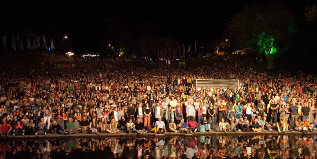 The crowd at WOMAD 2013 in Bowl of Brooklands, New Plymouth.