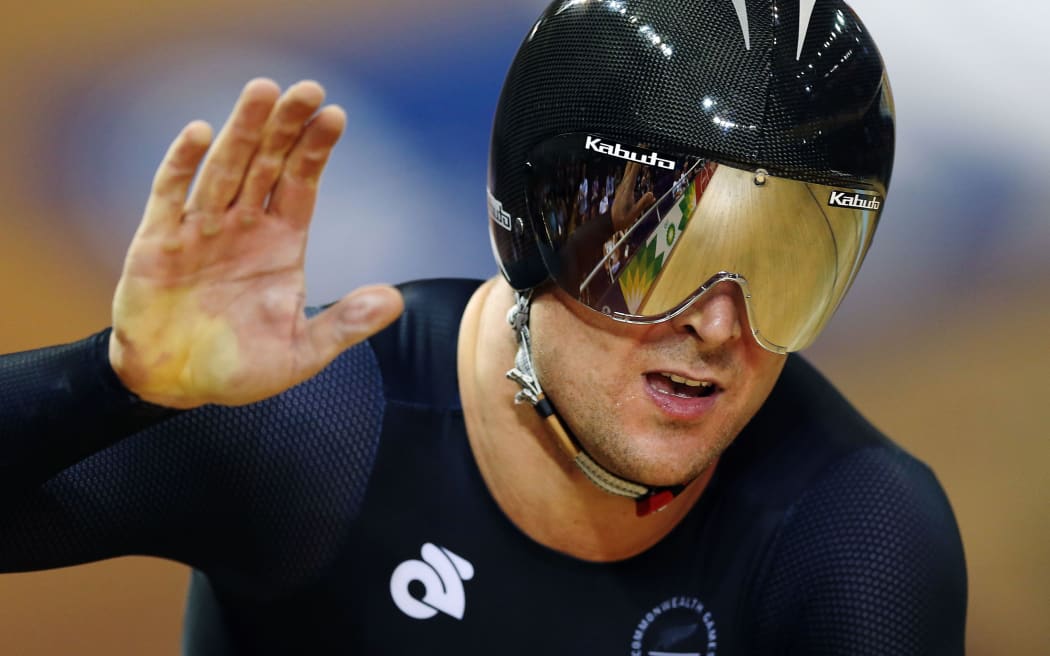 Simon van Velthooven of New Zealand wins silver in the Mens 1000m Time Trial.  Glasgow 2014 Commonwealth Games.
