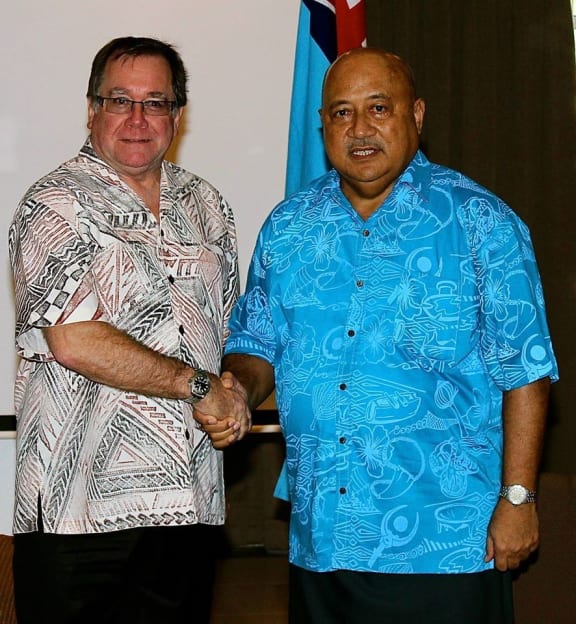 New Zealand's Foreign Minister Murray McCully and his Fiji counterpart Ratu Inoke Kubuabola.
