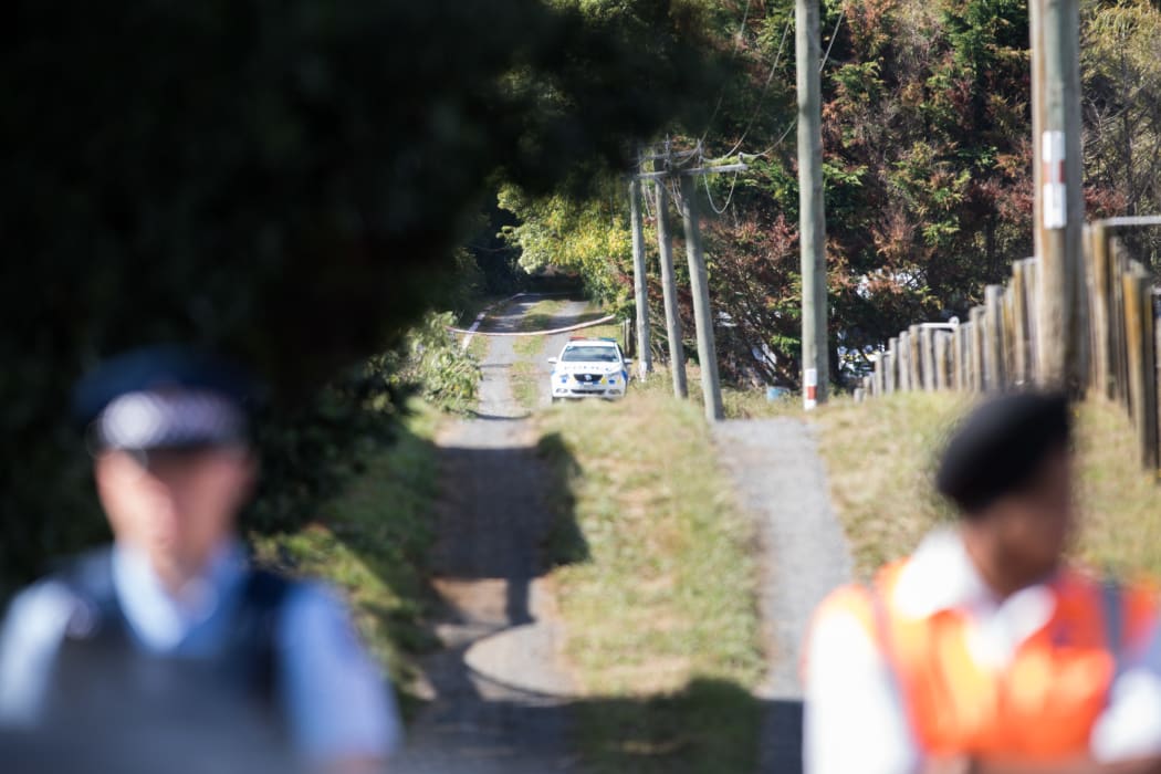 Photographs from outside the cordon at the crime scene in Kingseat.