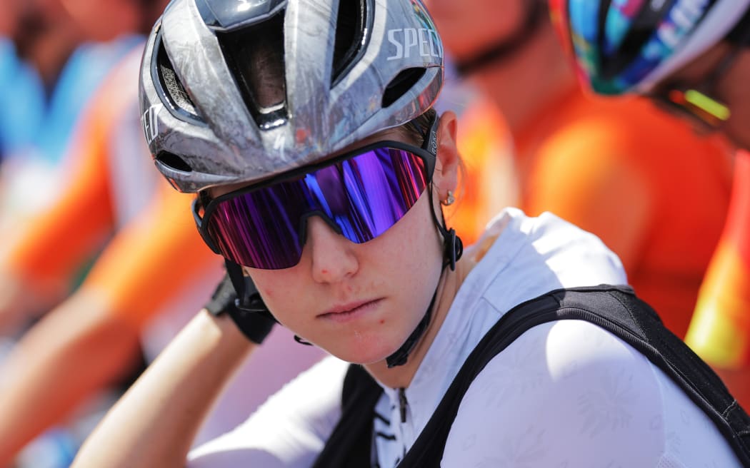 Picture by Alex Whitehead/SWpix.com - 04/08/2024 -  Paris 2024 Olympic Games - Cycling Road - Trocadero-Trocadero (158.0km) - Paris, France - Women’s Road Race - Niamh Fisher Black (New Zealand)