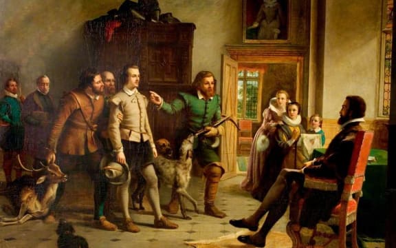 Painting of Shakspeare Before Thomas Lucy by Thomas Brooks (d 1891) - scanned from book Great Victorian Engavings