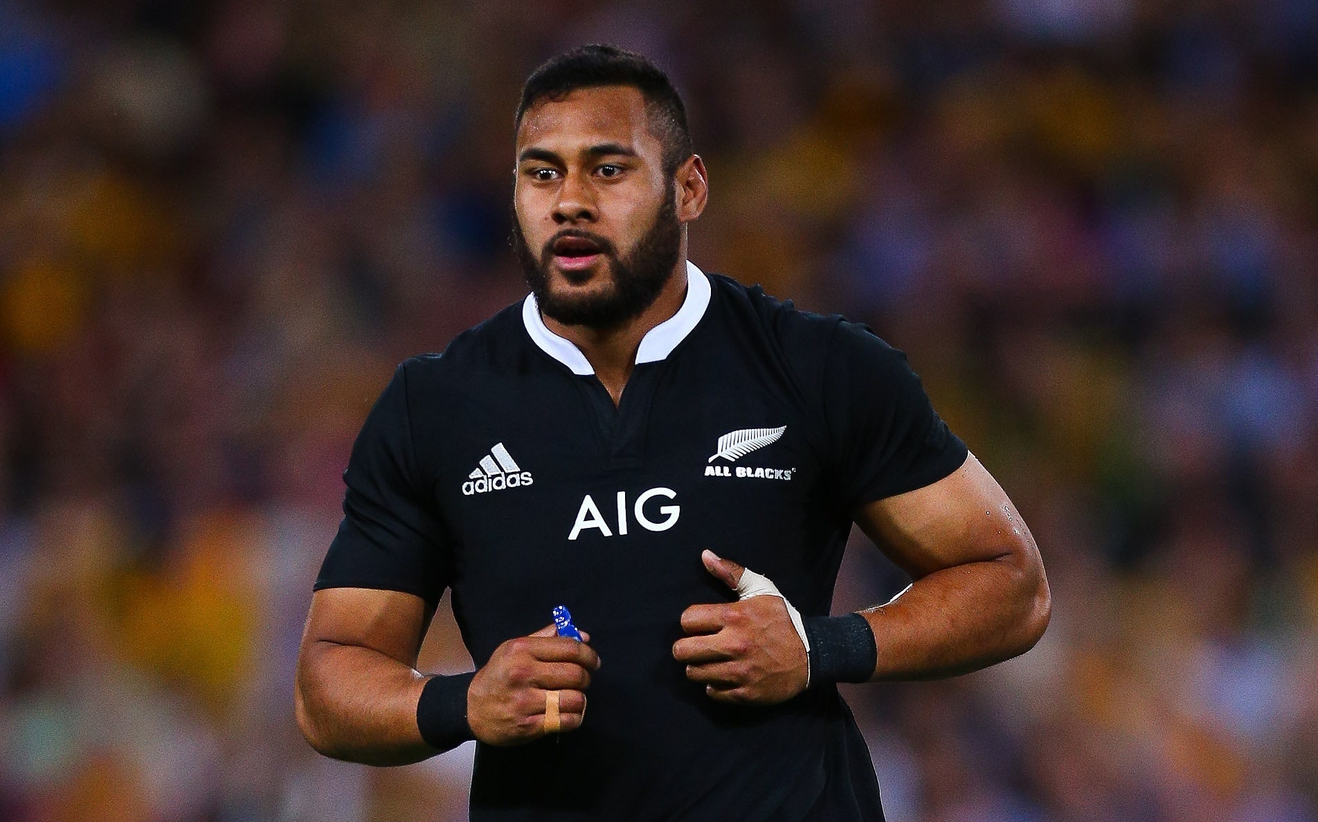Patrick Tuipulotu leaves the field following a yellow card during the Bledisloe Cup match between the Wallaby's and the All Black's at Suncorp Stadium, Brisbane Australia on October 18, 2014.