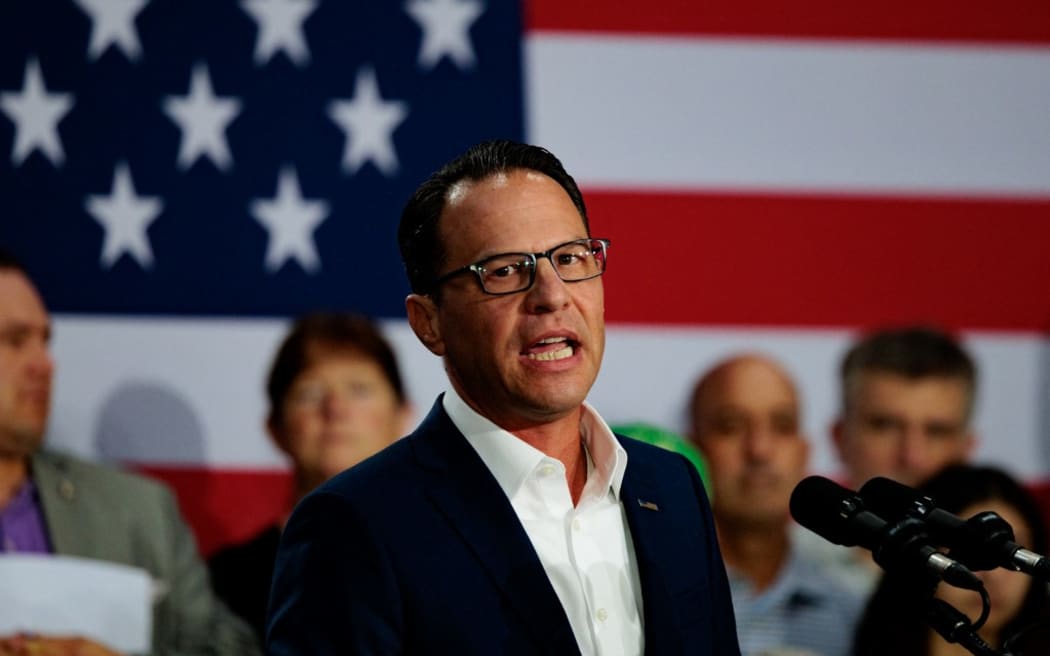 AMBLER, PENNSYLVANIA - JULY 29: Pennsylvania Governor Josh Shapiro speaks during a campaign rally for Vice President Kamala Harris on July 29, 2024 in Ambler, Pennsylvania. Shapiro and Michigan Governor Gretchen Whitmer campaigned to bring supporters behind Vice President Harris's campaign to protect Americans' freedoms, lower costs for families, and slam Trump's Project 2025 agenda.   Hannah Beier/Getty Images/AFP (Photo by Hannah Beier / GETTY IMAGES NORTH AMERICA / Getty Images via AFP)