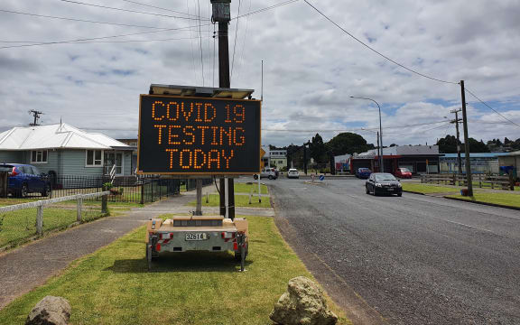 A Covid-19 testing centre sign in Whangārei.