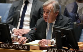 António Guterres, the Secretary-General of the United Nations (UN) addresses the Security Council during a meeting about the ongoing situation in Ukraine at the UN on 5 May 2022 in New York City.