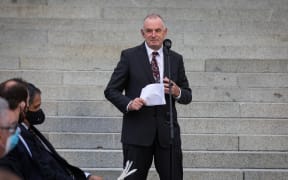 Speaker Trevor Mallard on Parliament's steps