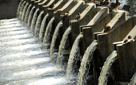 A wastewater treatment plant.