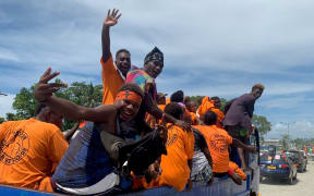 A campaign float in Solomon Islands