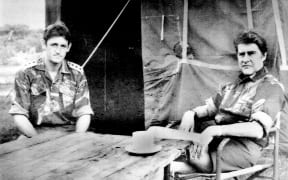 Author Michaal Graham (l) with Rhodesian Minister of Defence Pieter ‘PK’ van der Byl