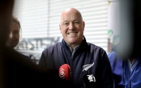 Prime Minister Christopher Luxon speaks to media at Fieldays on 12 June 2025.