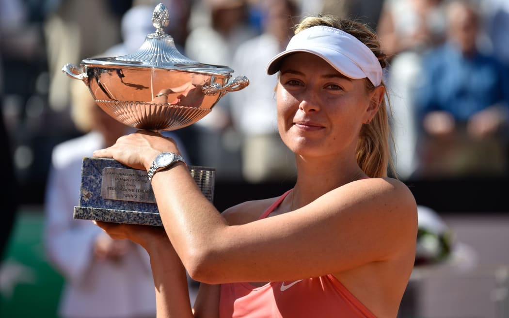 Maria Sharapova and the Italian Open trophy, 2015.