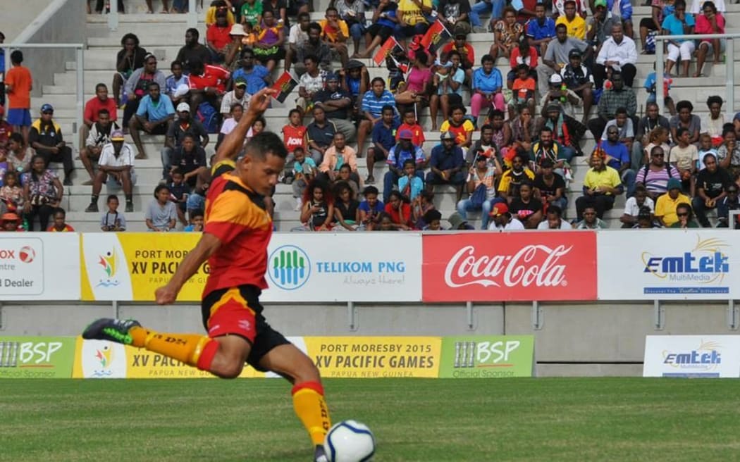 Papua New Guinea international Alwin Komolong during the 2015 Pacific Games in Port Moresby.